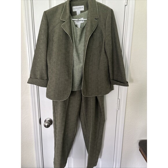 Sag Harbor Women's Sz 14 Lightweight 3/4 Sleeve Pant Suit Green 3 Piece - Picture 1 of 6
